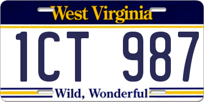 WV license plate 1CT987