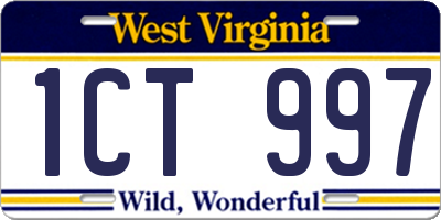 WV license plate 1CT997