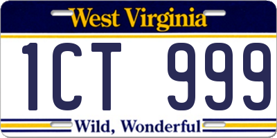 WV license plate 1CT999