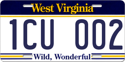 WV license plate 1CU002
