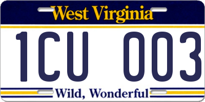 WV license plate 1CU003