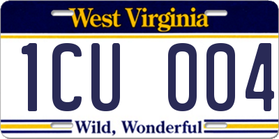 WV license plate 1CU004