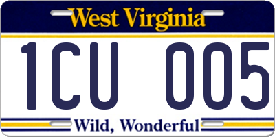 WV license plate 1CU005