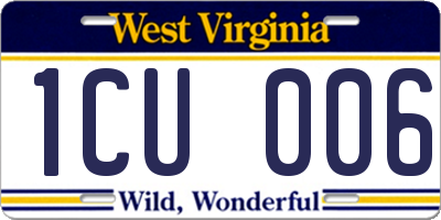 WV license plate 1CU006