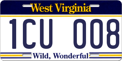 WV license plate 1CU008