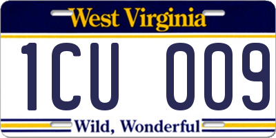 WV license plate 1CU009
