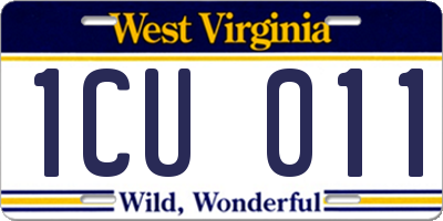 WV license plate 1CU011