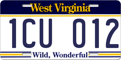 WV license plate 1CU012