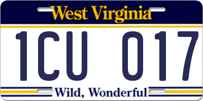WV license plate 1CU017