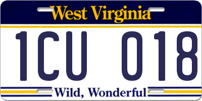 WV license plate 1CU018