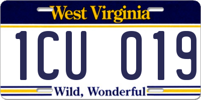 WV license plate 1CU019