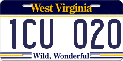 WV license plate 1CU020