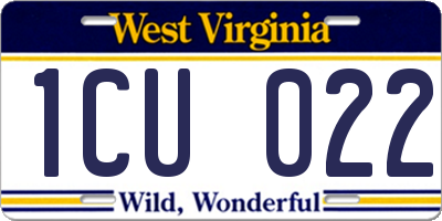 WV license plate 1CU022