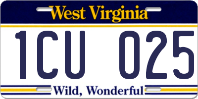 WV license plate 1CU025