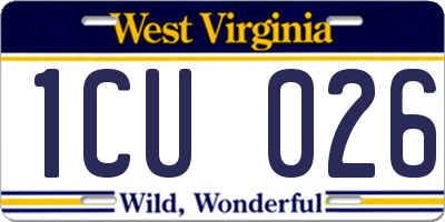 WV license plate 1CU026