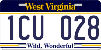 WV license plate 1CU028
