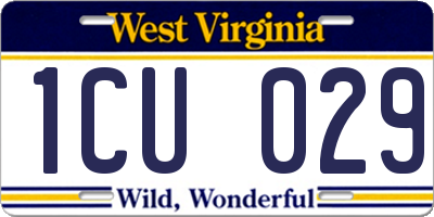 WV license plate 1CU029