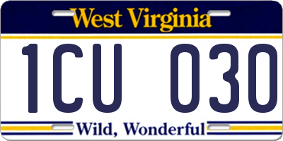 WV license plate 1CU030
