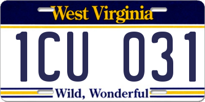WV license plate 1CU031
