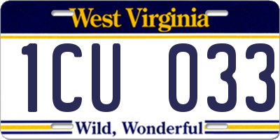 WV license plate 1CU033
