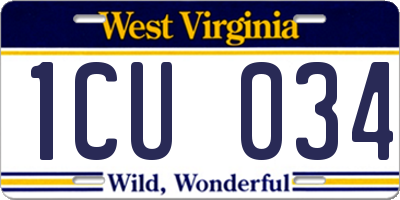 WV license plate 1CU034
