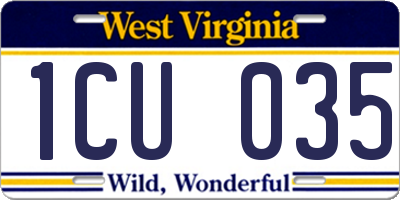 WV license plate 1CU035