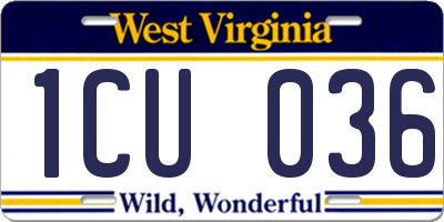 WV license plate 1CU036