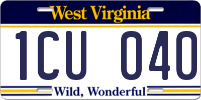 WV license plate 1CU040