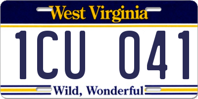 WV license plate 1CU041