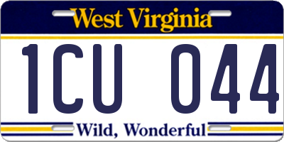 WV license plate 1CU044