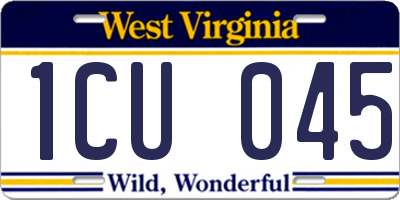 WV license plate 1CU045