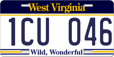 WV license plate 1CU046