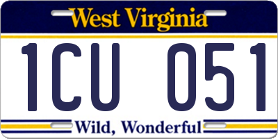 WV license plate 1CU051