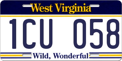 WV license plate 1CU058