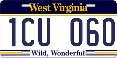WV license plate 1CU060