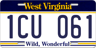 WV license plate 1CU061