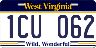 WV license plate 1CU062