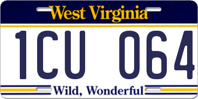 WV license plate 1CU064