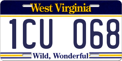 WV license plate 1CU068