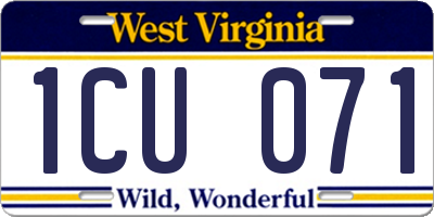 WV license plate 1CU071
