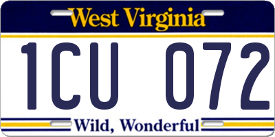 WV license plate 1CU072