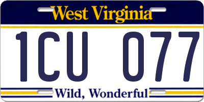 WV license plate 1CU077
