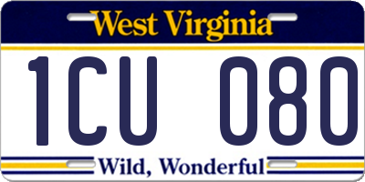 WV license plate 1CU080