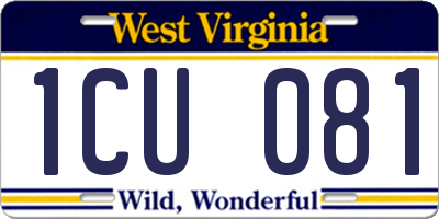 WV license plate 1CU081