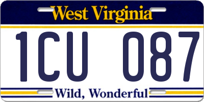 WV license plate 1CU087