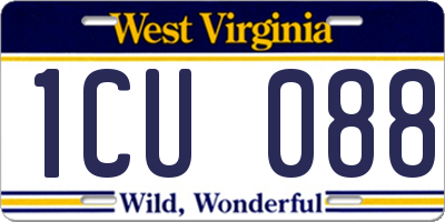 WV license plate 1CU088