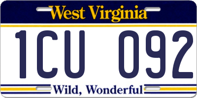 WV license plate 1CU092