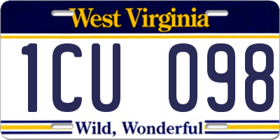 WV license plate 1CU098
