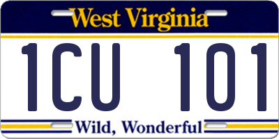 WV license plate 1CU101