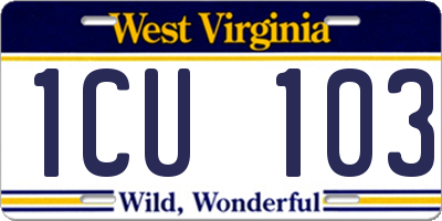 WV license plate 1CU103
